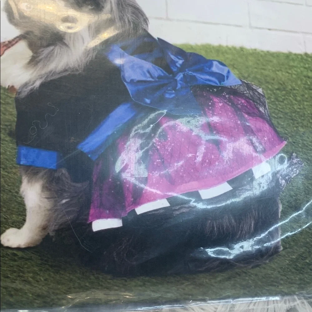 🌹Pets Costume - Small dog Purple & Black Witch Dress & hat